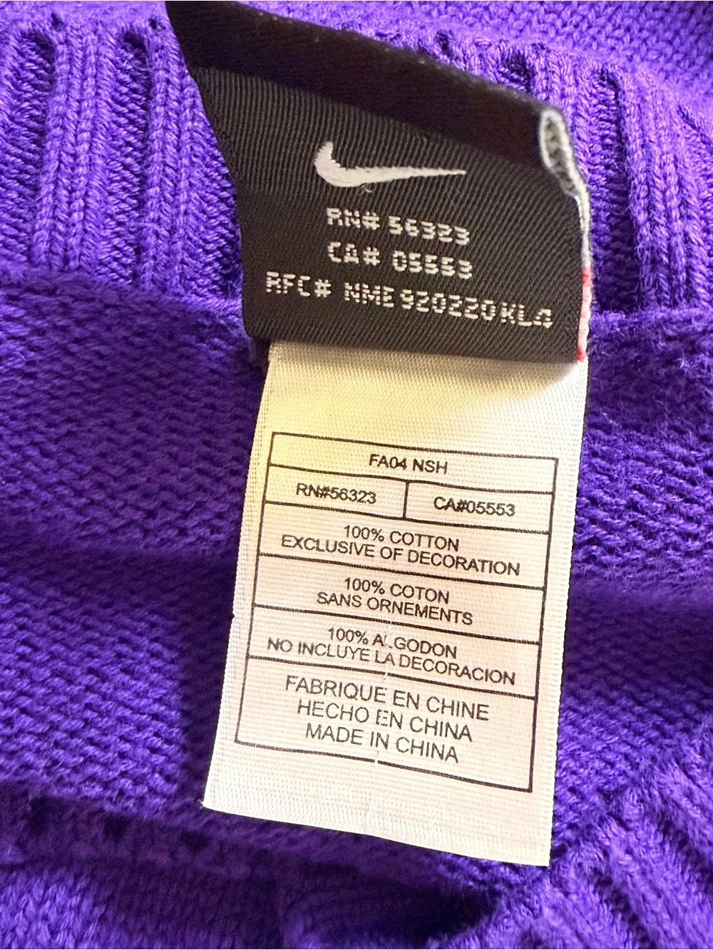 Vintage 2004 Nike Team LSU Tigers Cotton V-Neck Sweater Purple Gold Large RARE